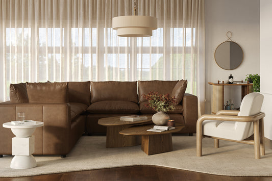 Cali 5-Piece Brown Leather Modular L-Sectional