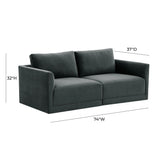 Willow 74" Performance Velvet Modular Loveseat