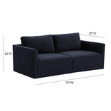 Willow 74" Performance Velvet Modular Loveseat