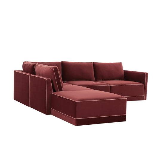 Willow 5-Piece Performance Velvet Modular Left Facing Sectional