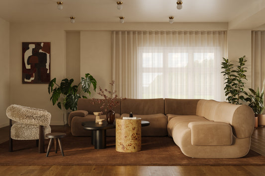 Zenith 5-Piece Latte Brown Performance Velvet Modular L-Sectional