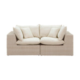 Cali Natural Performance Fabric & Natural Wicker Modular Outdoor Loveseat