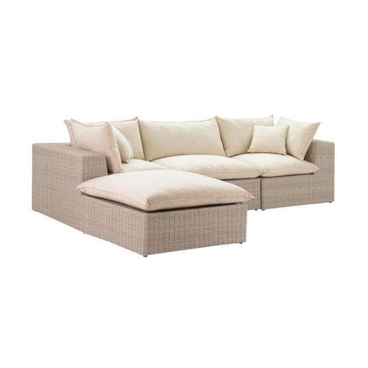 Cali Natural Performance Fabric & Natural Wicker Modular Outdoor Sectional