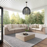 Cali Natural Performance Fabric & Natural Wicker Modular Outdoor Sofa