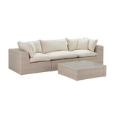 Cali Natural Performance Fabric & Natural Wicker Modular Outdoor Sofa