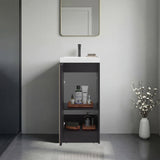 Syracuce Floorstanding Bathroom Vanity and Cabinet with Resin Sink, Compact Bathroom Storage with One Door and 2 Interior Shelves