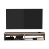 TUHOME Warrior Floating TV Stand with Two Open Media Shelves, Integrated Cable Management, Wall-Mounted Space-Saving Design, Modern Storage Solution for Electronics and Décor, Ideal for Enhancing Contemporary Living Rooms