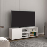 Adel 51" Wide TV Stand with One Door Cabinet, Four Open Shelves, Modern Media Console with Cable Management for Living Room, Entertainment Center for TVs up to 60", Stylish Storage for TV Room & Home Decor