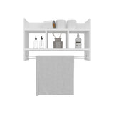 TUHOME Starke Bathroom Wall Shelf with Wide Upper Storage Surface, Three Compact Middle Shelves and Integrated Towel Bar, Space-Saving Organizer for Toiletries, Towels and Decor in Modern or Traditional Bathroom Settings