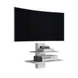 TUHOME Burgos Floating Shelf Two-Tier Wall Mounted Storage Unit with Wide Display Platforms, Integrated Cable Management System and Modern Space-Saving Design in Durable Engineered Wood for Home or Office Use