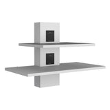 TUHOME Burgos Floating Shelf Two-Tier Wall Mounted Storage Unit with Wide Display Platforms, Integrated Cable Management System and Modern Space-Saving Design in Durable Engineered Wood for Home or Office Use