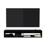 TUHOME Warrior Floating TV Stand with Two Open Media Shelves, Integrated Cable Management, Wall-Mounted Space-Saving Design, Modern Storage Solution for Electronics and Décor, Ideal for Enhancing Contemporary Living Rooms