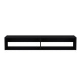 TUHOME Warrior Floating TV Stand with Two Open Media Shelves, Integrated Cable Management, Wall-Mounted Space-Saving Design, Modern Storage Solution for Electronics and Décor, Ideal for Enhancing Contemporary Living Rooms