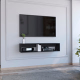 TUHOME Rockwood Floating TV Stand Wall-Mounted Entertainment Shelf with Wide Top Surface, Dual Open Storage Compartments, Integrated Cable Management System and Modern Space-Saving Design for Living Rooms or Offices