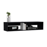 TUHOME Rockwood Floating TV Stand Wall-Mounted Entertainment Shelf with Wide Top Surface, Dual Open Storage Compartments, Integrated Cable Management System and Modern Space-Saving Design for Living Rooms or Offices