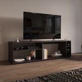 Suxta 63" Wide TV Stand with Three Open Shelves, Three Bottle Cubbies, Cable Management, Modern Bar TV Console for Living Room, Media Storage, Entertainment Center for TVs up to 65", Stylish Home Furniture