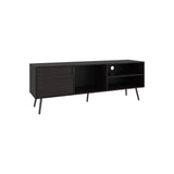 TUHOME Vulcan 63" Wide Modern TV Stand with One Cabinet, Three Open Shelves and Cable Management, Stylish Entertainment Console for 70" TV, Living Room Media Unit with Storage for Devices, Decor and Accessories