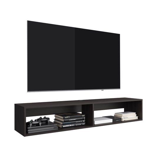 Eco 59" Floating TV Stand with Two Rectangular Open Shelves, Wall-Mounted Media Console for Living Room, Modern Floating Entertainment Shelf for Cable Boxes, Consoles and Home Storage