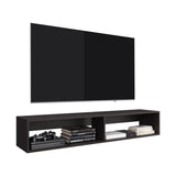 Eco 59" Floating TV Stand with Two Rectangular Open Shelves, Wall-Mounted Media Console for Living Room, Modern Floating Entertainment Shelf for Cable Boxes, Consoles and Home Storage