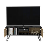 TUHOME Huna TV Stand with Hairpin Legs, Dual Enclosed Storage Doors, Central Open Shelves and Cable Management Offering Modern Entertainment Organization and Durable Engineered Wood Construction for Contemporary Living Rooms