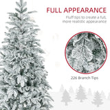HOMCOM 6' Artificial Flocked Christmas Trees, with Snow Frosted Branches, Auto Open, Steel Base