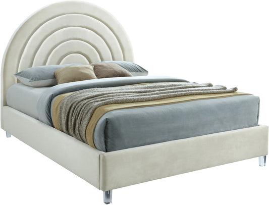 Rainbow Acrylic Contemporary Bed with Elegant Tufted Headboard and Chic Supportive Design