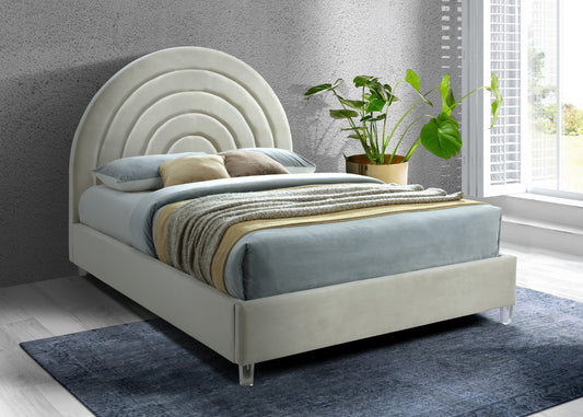 Rainbow Acrylic Contemporary Bed with Elegant Tufted Headboard and Chic Supportive Design