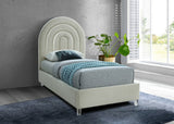 Rainbow Acrylic Contemporary Bed with Elegant Tufted Headboard and Chic Supportive Design