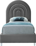 Rainbow Acrylic Contemporary Bed with Elegant Tufted Headboard and Chic Supportive Design