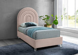 Rainbow Acrylic Contemporary Bed with Elegant Tufted Headboard and Chic Supportive Design