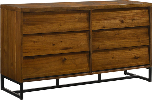 Reed Antique Coffee Mid Century Dresser with Metal Base – Chic, Minimalist Storage Solution