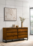 Reed Antique Coffee Mid Century Dresser with Metal Base – Chic, Minimalist Storage Solution
