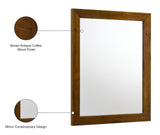Reed Mid Century Mirror - Chic Antique Coffee Finish, Stylish Inlaid Wood Design for Modern Spaces