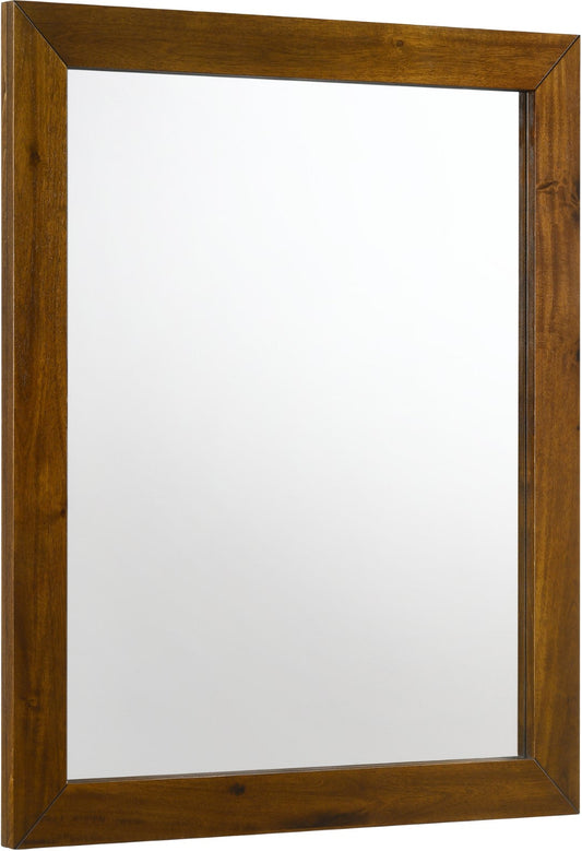 Reed Mid Century Mirror - Chic Antique Coffee Finish, Stylish Inlaid Wood Design for Modern Spaces