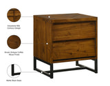 Reed Mid Century Night Stand with Antique Coffee Wood Finish and Matte Black Metal Base Design