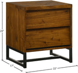 Reed Mid Century Night Stand with Antique Coffee Wood Finish and Matte Black Metal Base Design