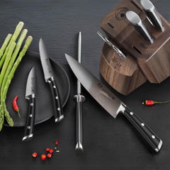 TS Series 8-Piece Knife Block Set, Forged Swedish 14C28N Steel, Walnut Block, 1020878