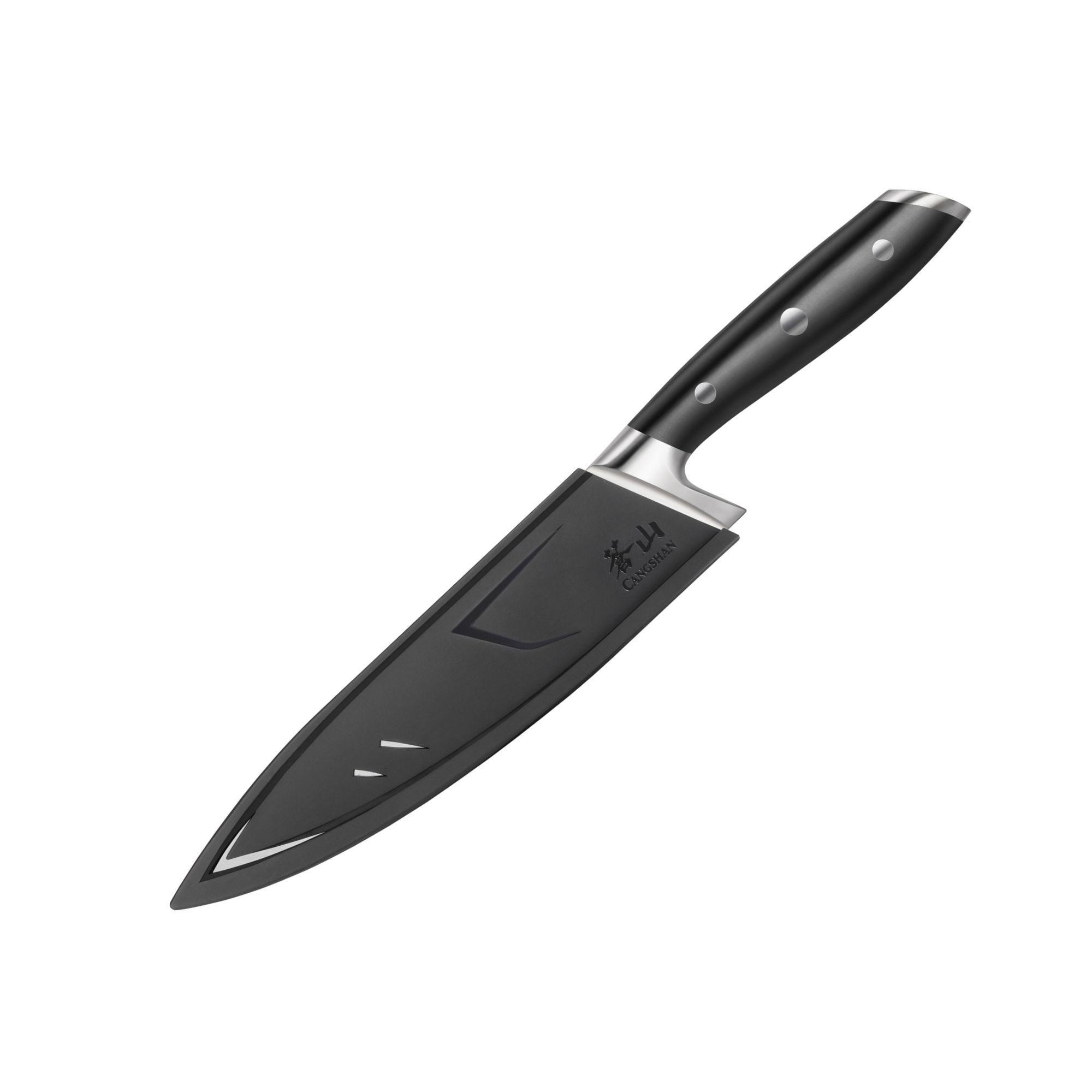 ALPS Series 8-Inch Chef's Knife with Sheath, Forged German Steel, Black, 502735