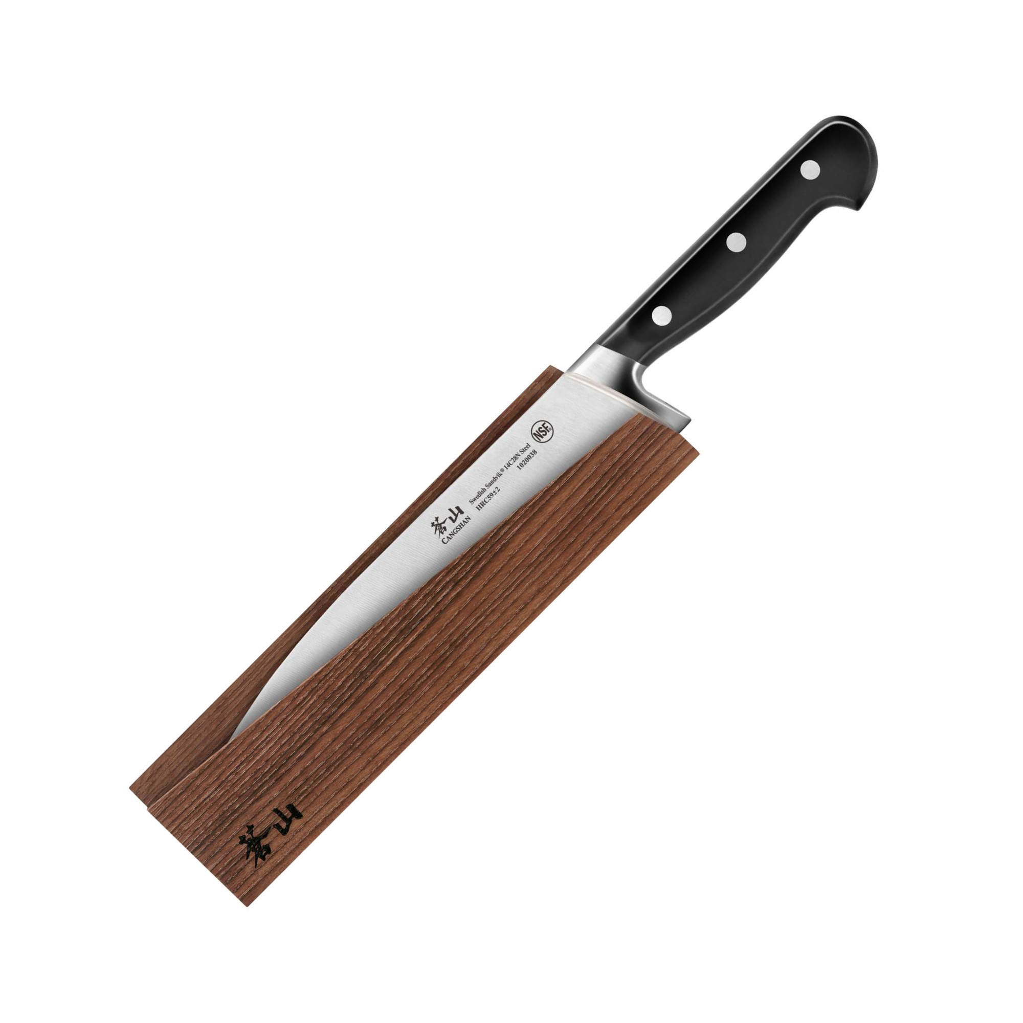 TV2 Series 8-Inch Chef Knife with Wood Sheath, Forged Swedish 14C28N Steel, 1022735