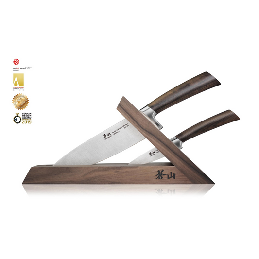 TA Series 3-Piece TAI Knife Block Set, Forged Swedish 14C28N Steel, Walnut Block, 1021356