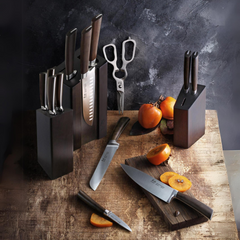 A Series 14-Piece Magnetic Knife Block Set, Forged German Steel, DENALI Walnut Block, 1022285