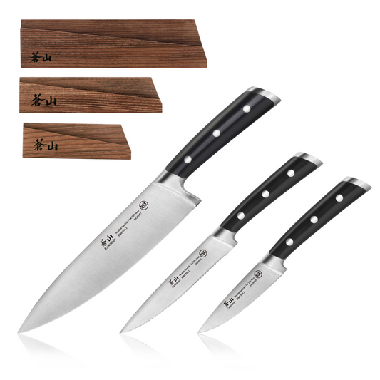 TS Series 3-Piece Starter Knife Set with Ash Wood Sheaths, Forged Swedish 14C28N Steel, 1020854