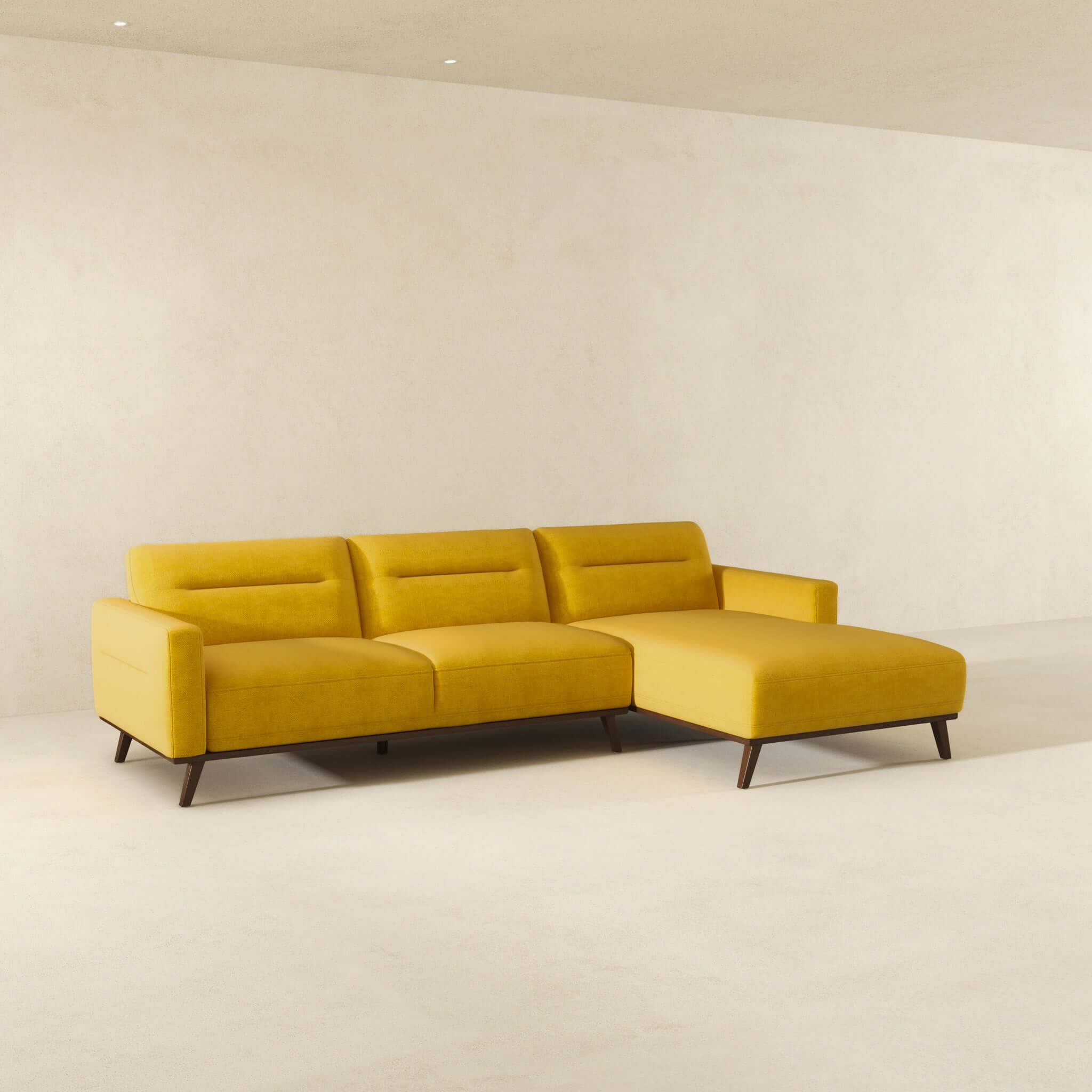 Ella L-Shaped Dark Yellow Linen Left Sectional Couch