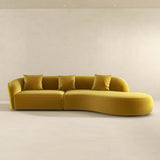 Elijah Gold Japandi Style Curvy Sectional Sofa 126"