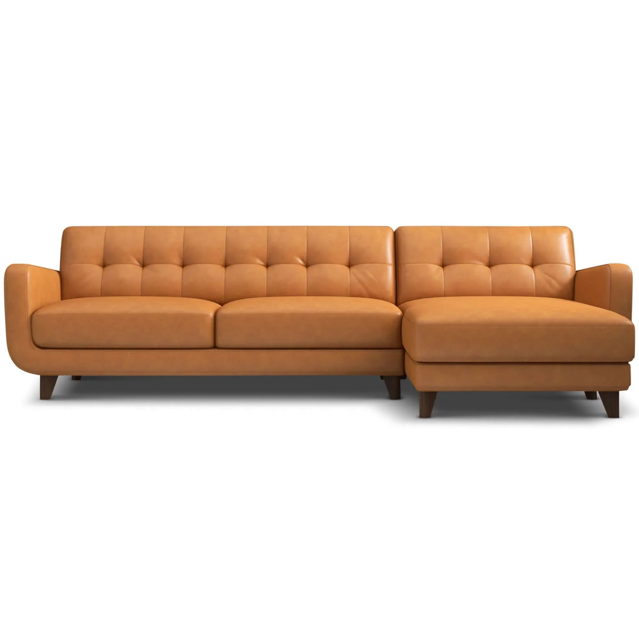 Allison Tan Leather Sectional Sofa Chaise