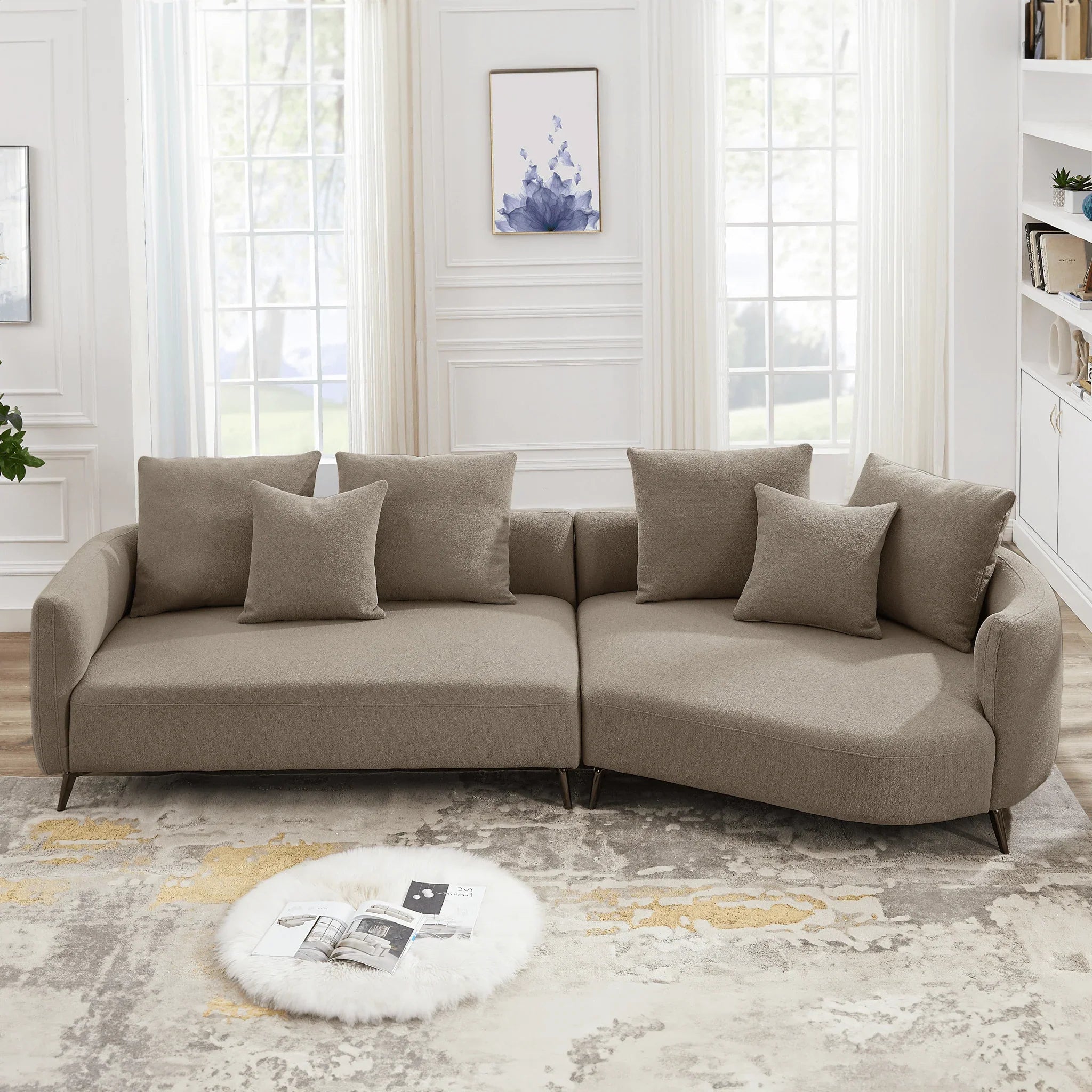 McKenzie Mid-Century Modern Boucle Sectional Sofa