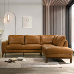 London Mid-Century Modern Leather Sectional Sofa