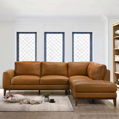 London Mid-Century Modern Leather Sectional Sofa