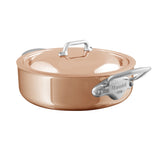 Mauviel M'6 S Induction Copper Rondeau With Lid, Cast Stainless Steel Handles, 3.4-Qt