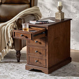 Roque Storage End Table with Hooded Wheels & Built-In Outlets(Optional Types)
